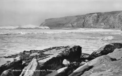 A918 England Atlantic Breakers Trebarwith Tintangel RPPC Vintage Postkarte