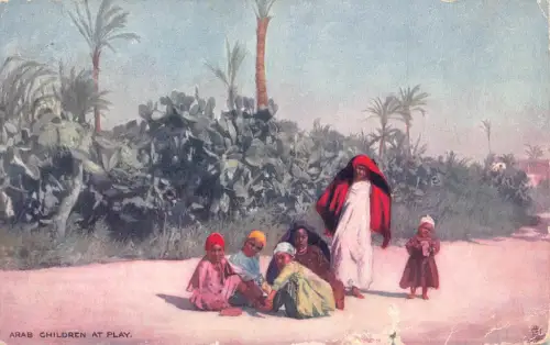 B204 Ägypten 1906 Arabische Kinder beim Spielen Vintage Postkarte
