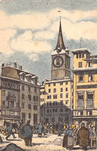 B202 Schweiz Zürich Tower Center Art 1950 Vintage Postkarte