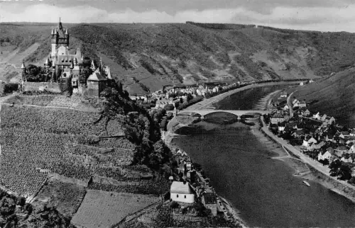 L016 Deutschland Cochem an der Mosel Burg Brücke Schloss Vintage Postkarte