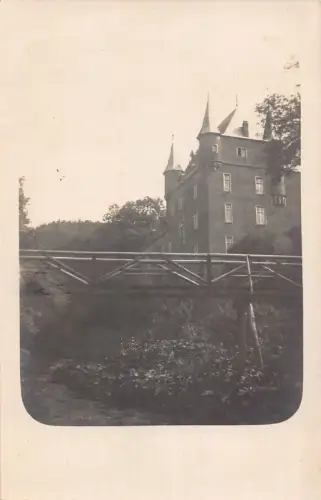 A100 Deutschland Schloss Strauweiler Holzbrücke Passepartout RPPC Postkarte