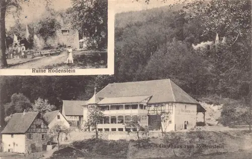 A099 Deutschland 1909 Ruine Rodenstein Gastahaus Vintage Postkarte