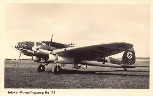 L027 Deutschland Heinkel He 111 WWII Flugzeug Echtfoto Vintage Postkarte