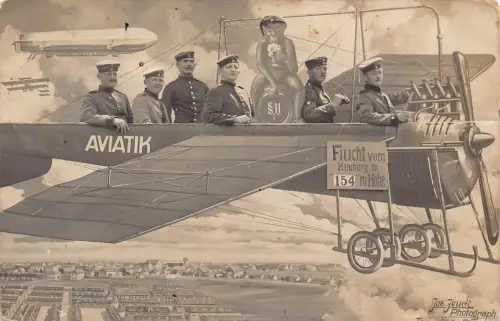 L027 Deutschland 1913 Fliegerschau Flugzeug Zeppelin Vintage Postkarte