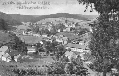 A101 Deutschland 1911 Stuetzerbach Thür Blick vom Mühlberg Gesamtansicht Postkarte