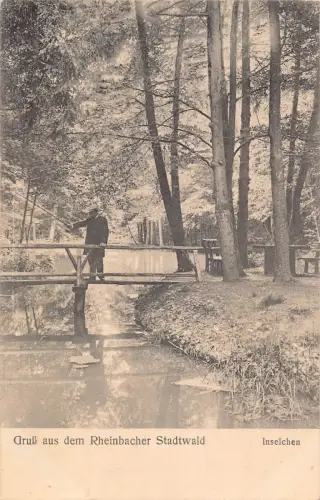 A100 Deutschland Gruss aus dem Rheinbacher Stadtwald Mann Fischerbrücke Postkarte
