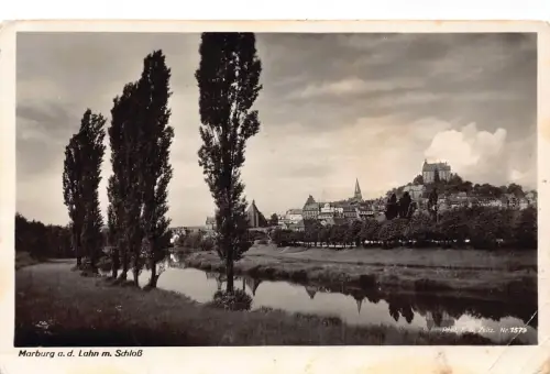 L153 Deutschland Marburg a.d. Lahn m. Schloss Stadtansicht, Fluss Vintage Postkarte