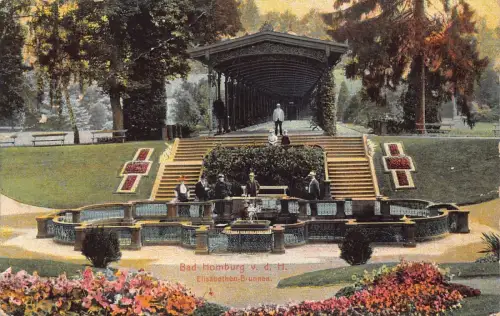 A101 Deutschland 1912 Bad Homburg Elisabethen Brunnen Blumen Postkarte
