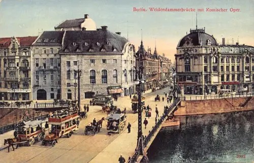 A021 Deutschland Berlin Weidendammer Brücke Comic Oper Doppeldecker Bus Postkarte