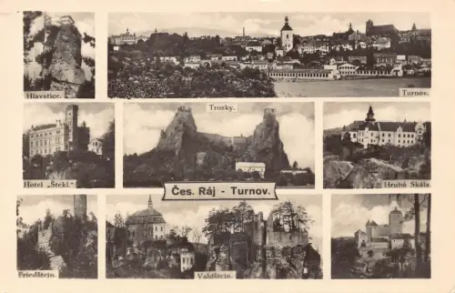 B058 Tschechien Ces Raj Turnov Hlavatice Hotel Stekl Hruba Skala Mehransicht Postkarte