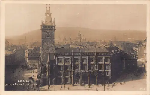 B206 Tschechien Praha Prag Staromestska Radnice Uhrturm RPPC Vintage Postkarte