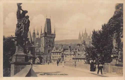 B206 Tschechien Praha Prag Kahluv Most a Hradcany Castle Bridge RPPC Postkarte