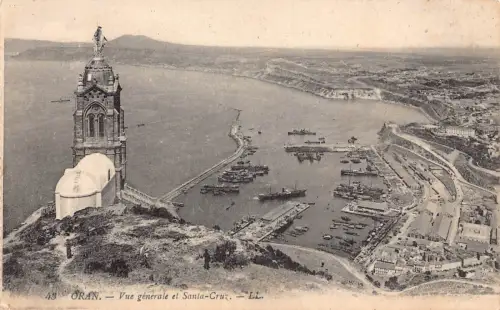 B063 Algerien Oran Vue Generale et Santa Cruz Boote Hafen Vintage Postkarte