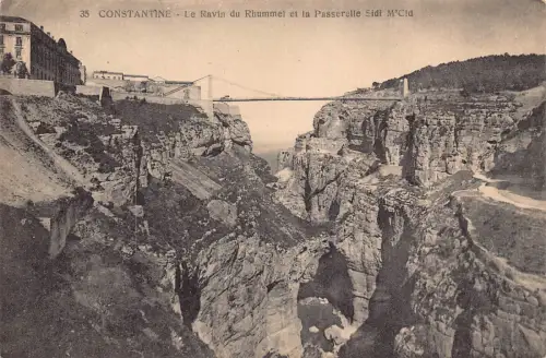 B063 Algerien Constantine Ravin du Rhummel et Passarelle Sidi M'cid Postkarte