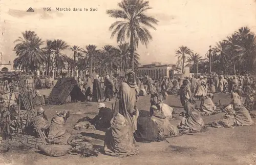 B063 Algerien Marche dans le Sud Markt Einheimische Verkäufer Ethnische Postkarte