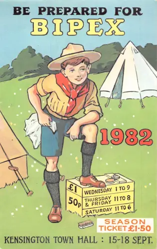 Bipex Ausstellung Kensington Town Hall 1982 Scout Boy Tents Vintage Postkarte