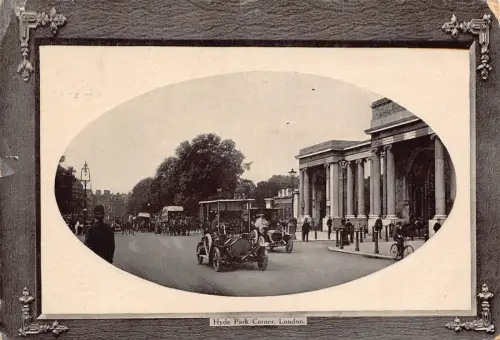 B055 England 1915 Hyde Park Corner London Auto 1915 Oldtimer Postkarte