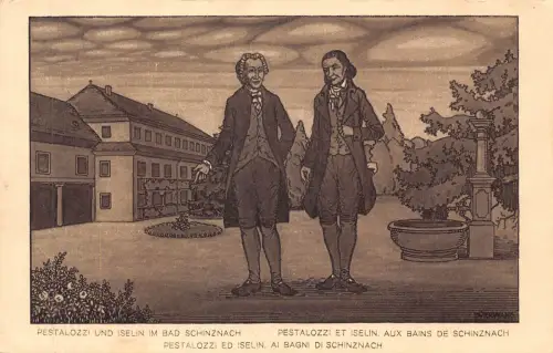 B060 Kunst Persönlichkeiten 1914 Pestalozzi und Iselin in Bad Schinznach AK
