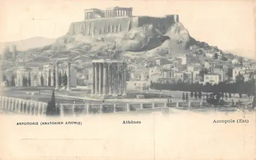 B203 Griechenland Akropolis Ostansicht Athen Vintage Postkarte