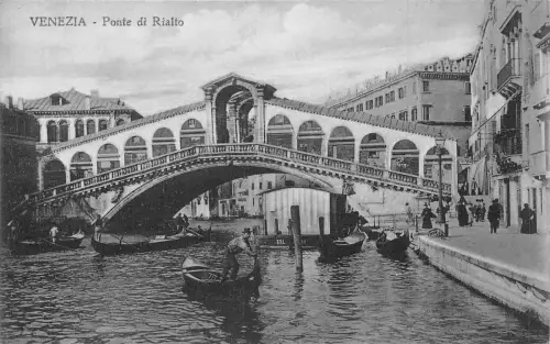 C081 Italien Venezia Ponte di Rialto Gondel Vintage Postkarte