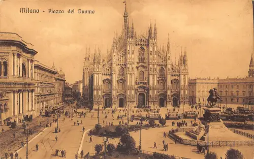 C082 Italien Milano Piazza del Duomo Vintage Postkarte