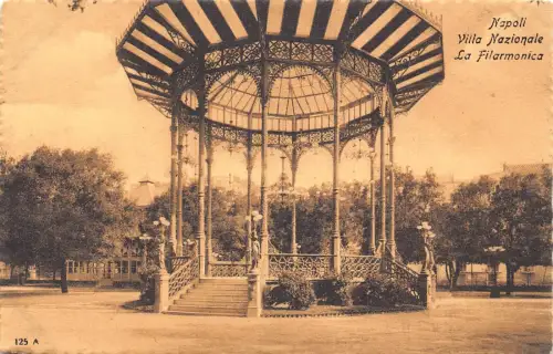 A018 Italien Neapel Napoli Villa Nazionale La Filarmonica Vintage Postkarte