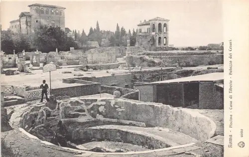 C082 Italien Roma Piscina Casa di Tiberio Palazzo dei Cesari Vintage Postkarte