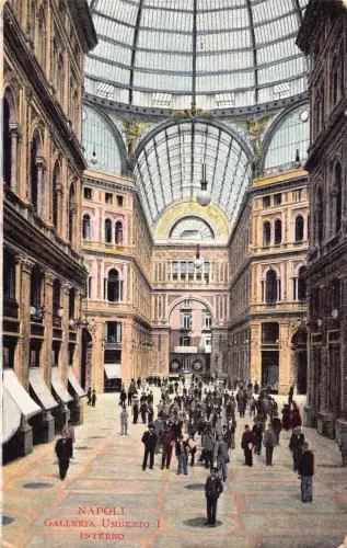 C085 Italien Napoli Galleria Umberto I Interno Vintage Postkarte
