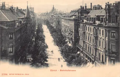 B203 Schweiz Zuerich Bahnhofstrasse Straße Vintage Postkarte