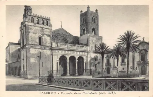 C080 Italien Palermo Facciata della Cattedrale Vintage Postkarte