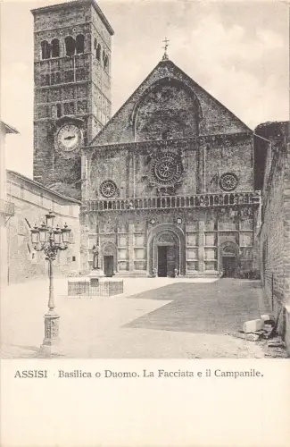 C085 Italien Assisi Basilica o Duomo La Facciata e il Campanile Vintage Postkarte