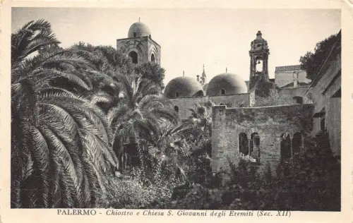 C080 Italien Palermo Chiostro e Chiesa S Giovanni degli Eremiti Vintage Postkarte