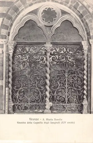 C085 Italien Firenze S.Maria Novella Finestra della Cappella Vintage Postkarte
