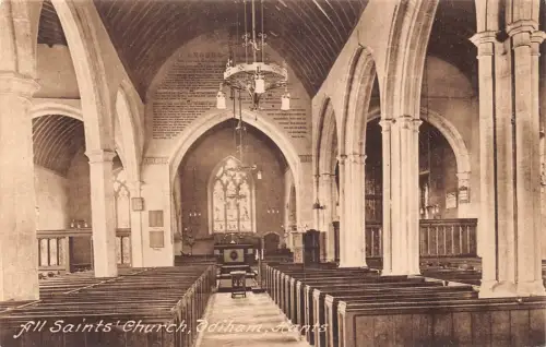 B057 England Church of St Cross Nave West Winchester Vintage Postkarte