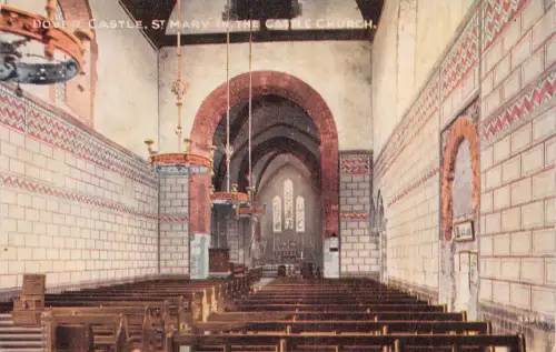 B057 England Dover Castle St Mary in the Castle Church Vintage Postkarte