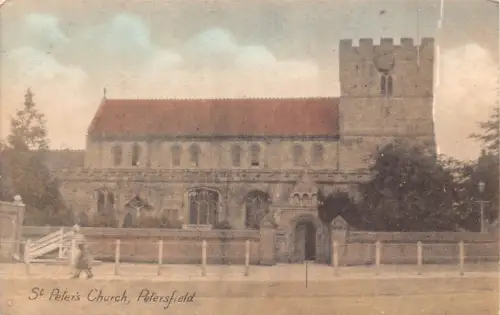 B057 England St Peter's Church Petersfield Vintage Postkarte