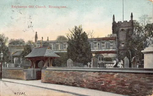 B057 England 1906 Edgbaston Old Church Birmingham Vintage Postkarte