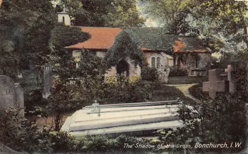 B057 England Schatten des Kreuzes Bonchurch Isle of Wight Vintage Postkarte