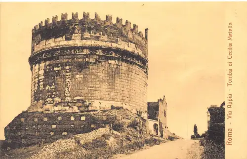 A017 Italien Rom Via Appia Grab von Cäcilia Metella Vintage Postkarte