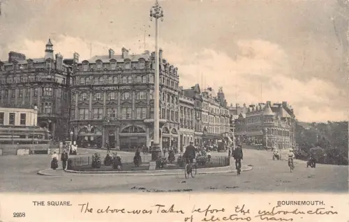 B055 England 1903 The Square Bournemouth Radfahrer Kaiserin Hotel Postkarte