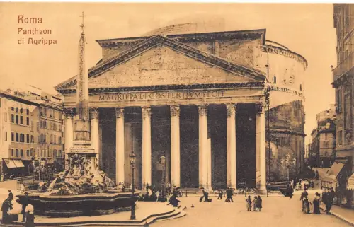 A017 Italien Rom Pantheon von Agrippa Säule Vintage Postkarte