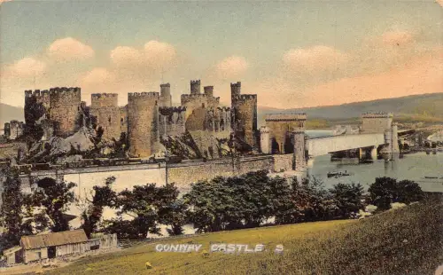 A023 Wales Conwy Castle and Bridge, Vintage Postkarte