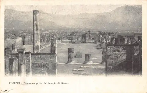C083 Italien Pompeji Panorama preso dal tempio di Giove Vintage Postkarte