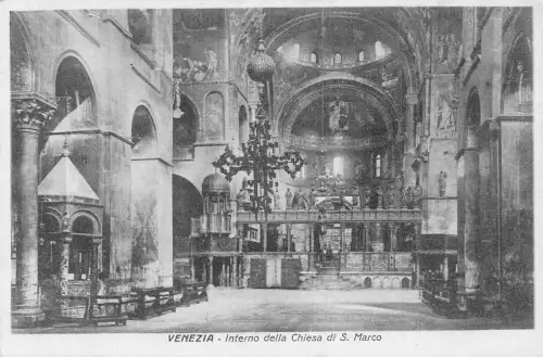 C082 Italien Venezia Interno della Chiesa di S. Marco Vintage Postkarte