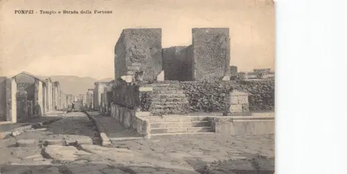 C083 Italien Pompeji Tempio e Strada della Fortuna Vintage Postkarte