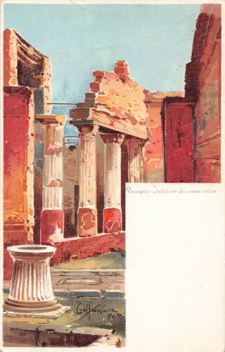 C083 Italien Pompeji Interno di una casa Vintage Postkarte