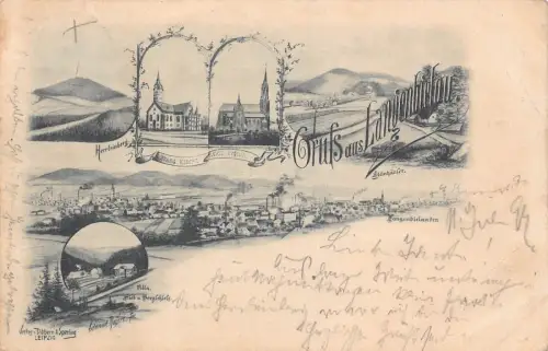 L283 Polen 1897 Bielawa Gruss aus Langenbielau Vintage Postkarte