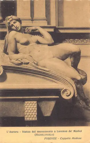 C084 Italien Firenze Cappelle Medicee L'Aurora Statue Vintage Postkarte