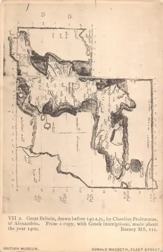 Karte von Großbritannien vor 140 n. Chr. von Claudius Ptolemäus von Alexandrien Postkarte