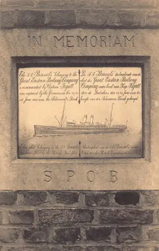 Belgien Brügge Gedenktafel SPOB Dampfschiff Vintage Postkarte